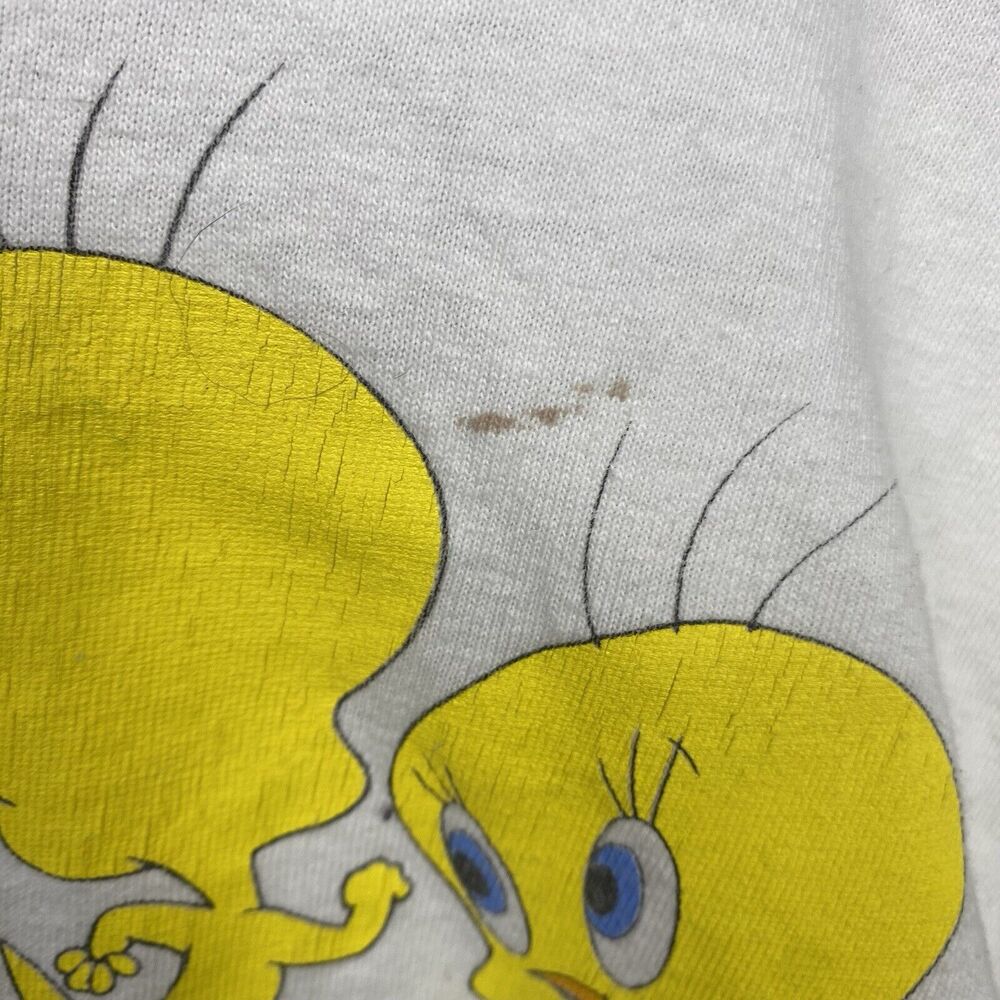 Vintage Looney Tunes Crop T Shirt 90s Single Stitch Tweety Bird Size XL - Picture 8 of 9